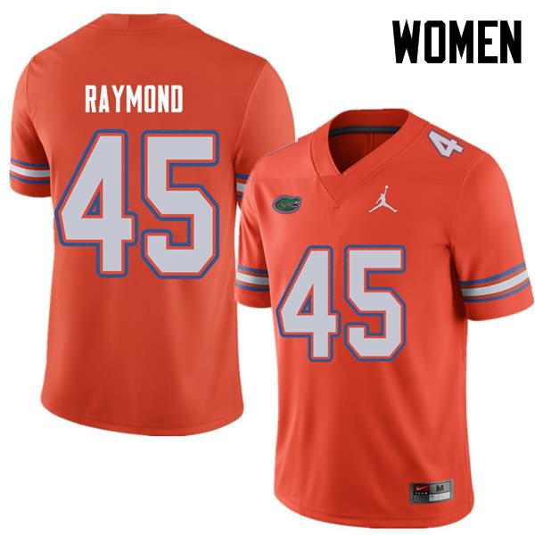 Women's NCAA Florida Gators R.J. Raymond #45 Stitched Authentic Jordan Brand Orange College Football Jersey IGI0565QC